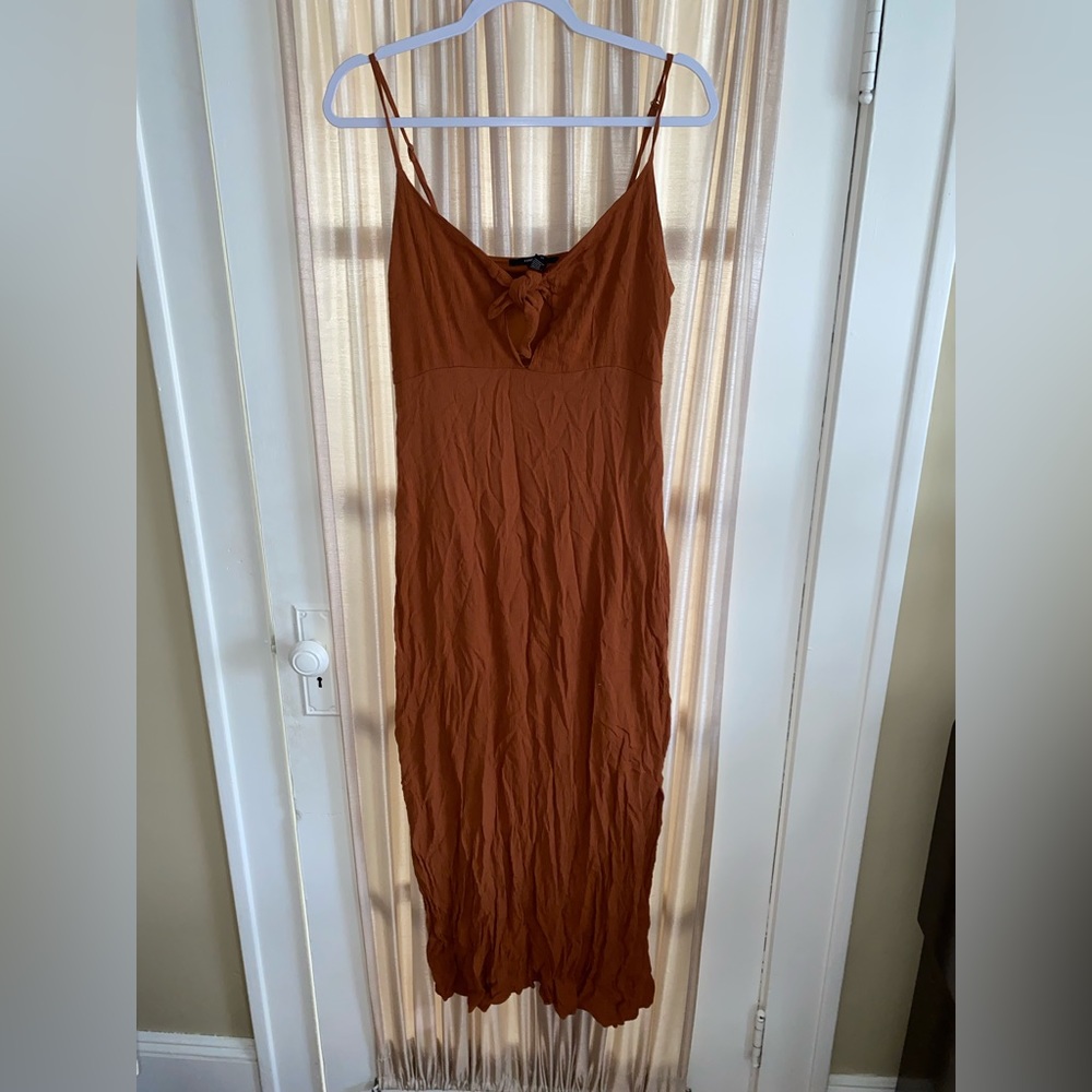 Rust Tie Front Midi/Maxi dress! NWOT!